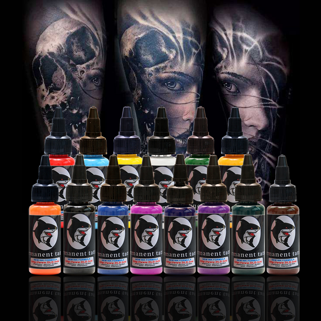 DLD Tattoo Ink Set Best 14 Selling Colors Microblading Tattoo Pigment Body Art & Tattoo Supplies 1 Ounce (29 Milliliter)