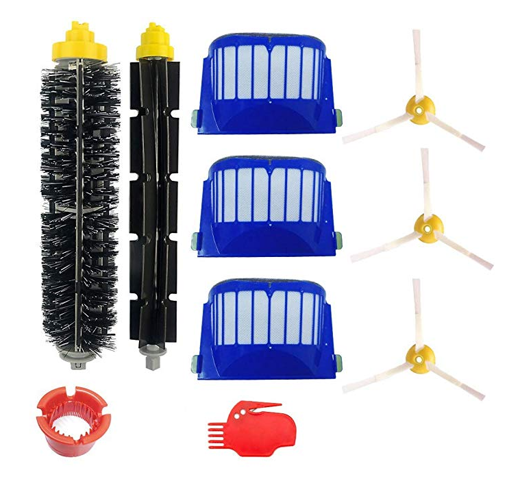 DLD Accessory for iRobot Roomba 600 610 620 630 645 650 655 660 680 500 Series Model 595 Replacement Kit Replenishment iRobot Parts Set Filter Side Brush Bristle Brush Flexible 